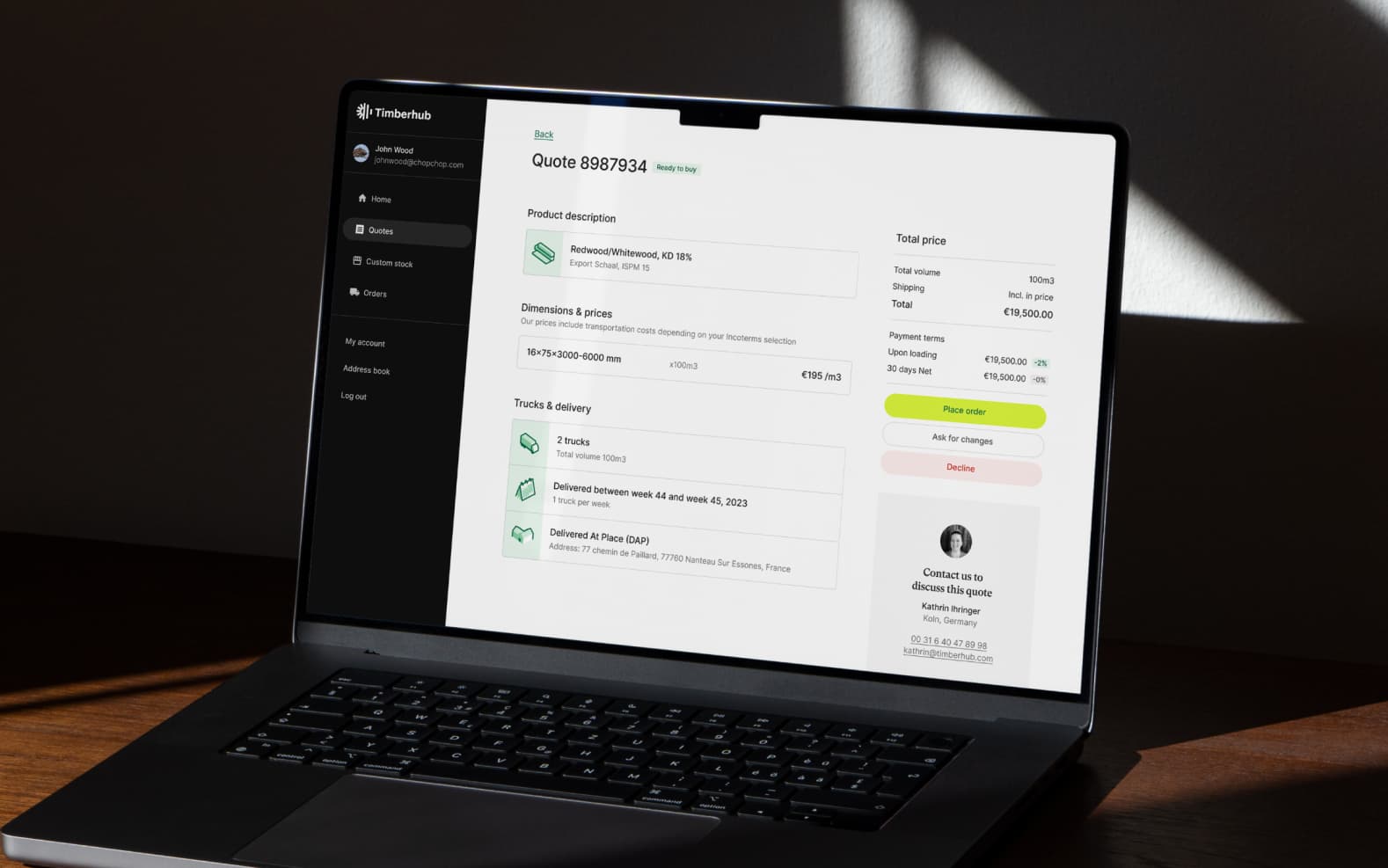 Buyer Portal web application | Timberhub